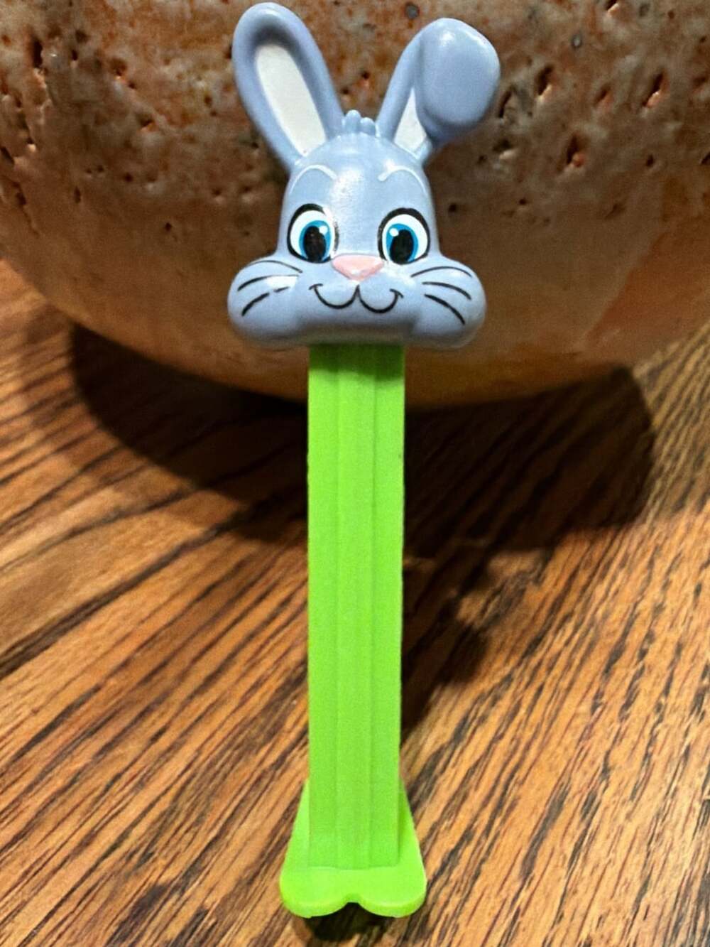PEZ Easter Floppy Ear Rabbit Bunny Gray Head Green Stem Dispenser